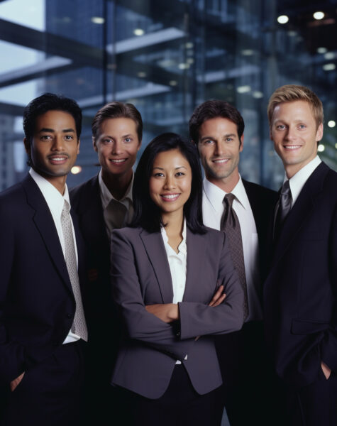 A group of people in suits and ties standing together.