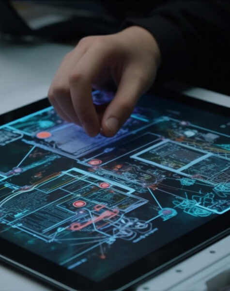 A person playing with an interactive tablet